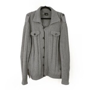Vintage 00s 2000s Just Cavalli Grey Wool Knit Cardigan Sweater Jacket